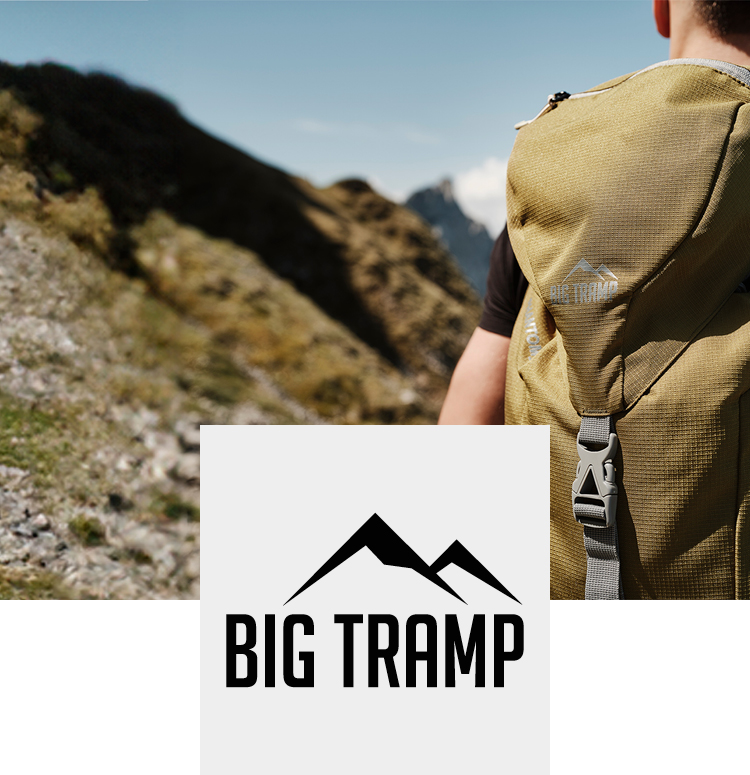 Hiking in the mountains with a Big Tramp backpack
