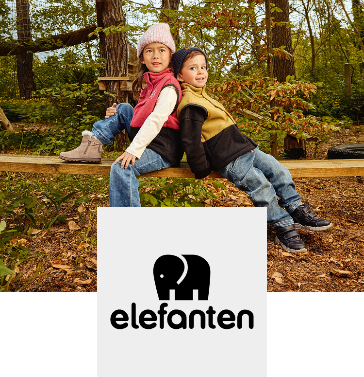 Kids in the forest with elefanten shoes