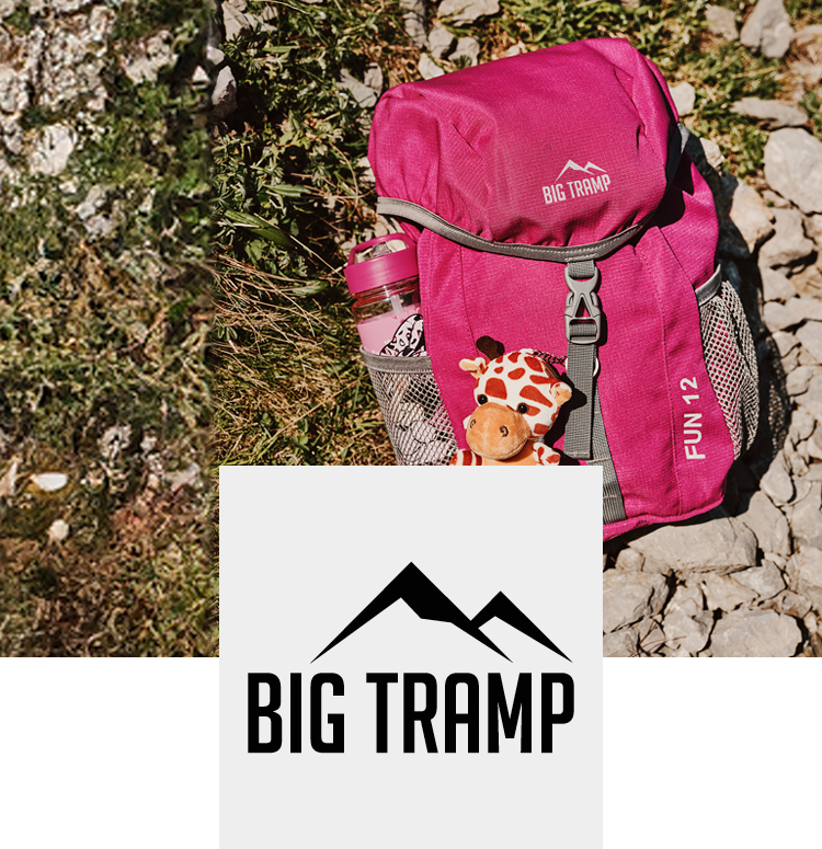 Big Tramp Kids backpack with a small plush toy pendant