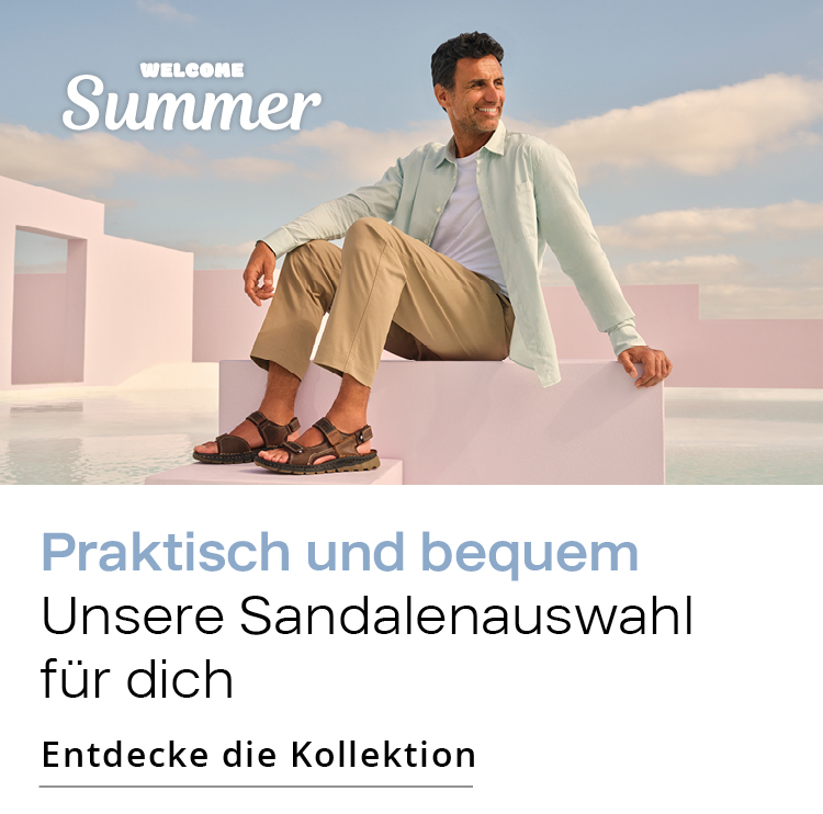 Mann im smart-casual Stil mit sportlichen Sandalen von Dosenbach