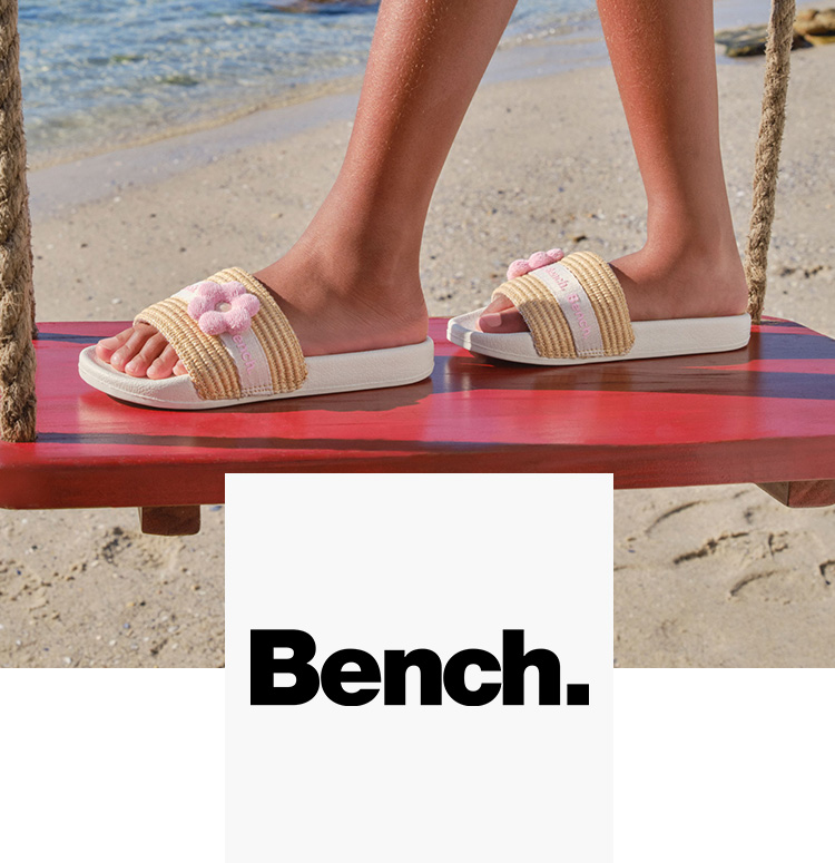 Kids beach slides by bench